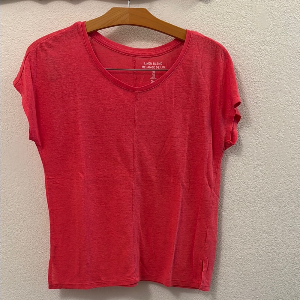 GAP Pink Fitted Cap Sleeve T-Shirt